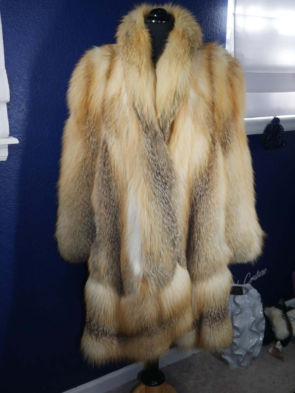 Amazing Golden Island Fox Fur SWING Coat Jacket HUGE 148" SWING
